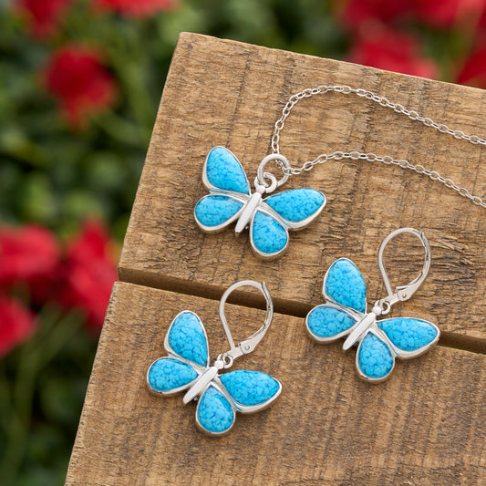Blue Glass Butterfly Gift Set