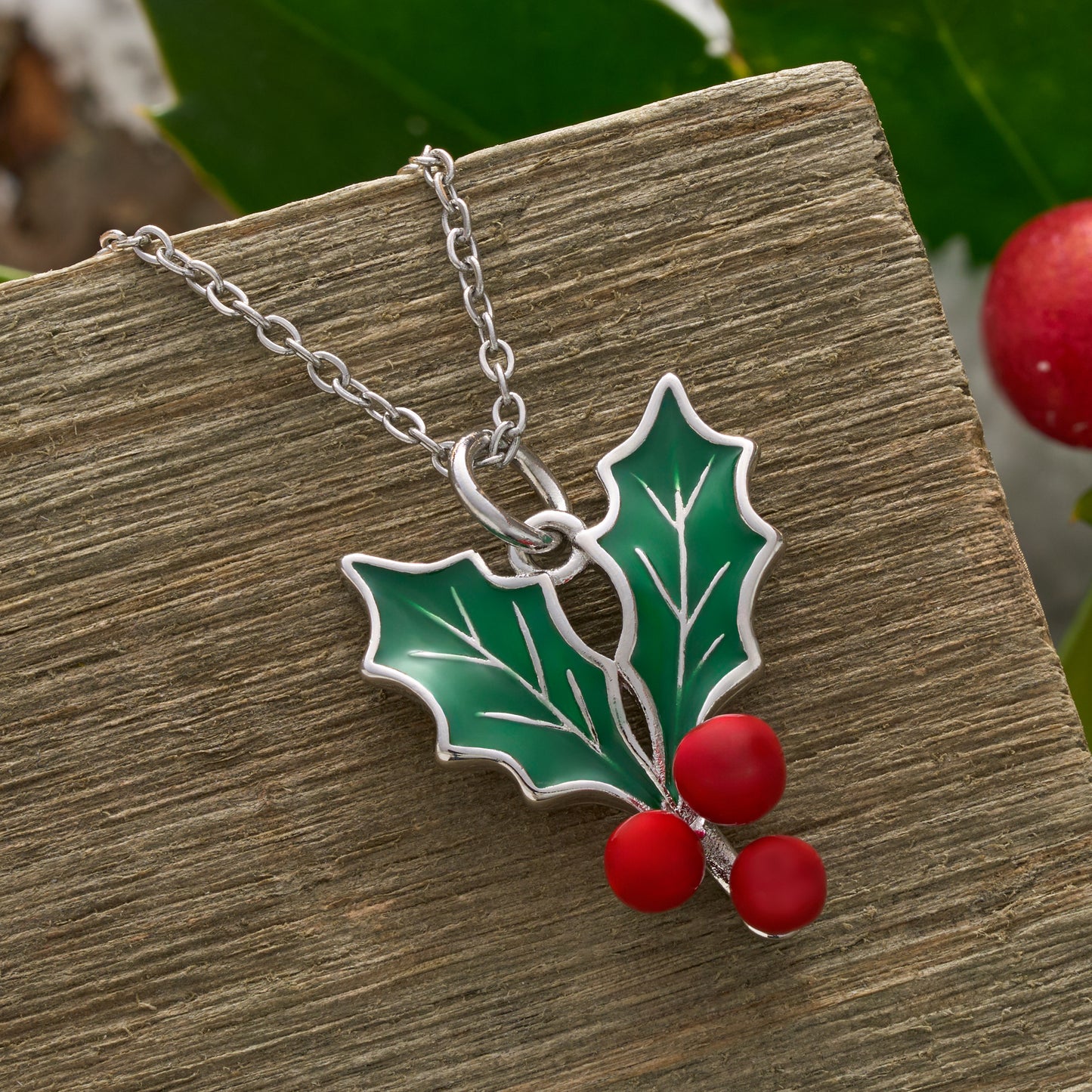 Enamel Holly Berry Necklace
