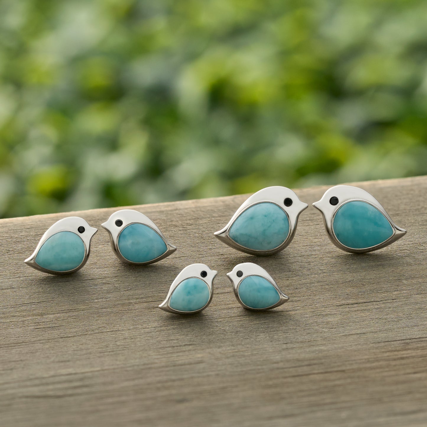 Sterling Silver Larimar Birdie Studs
