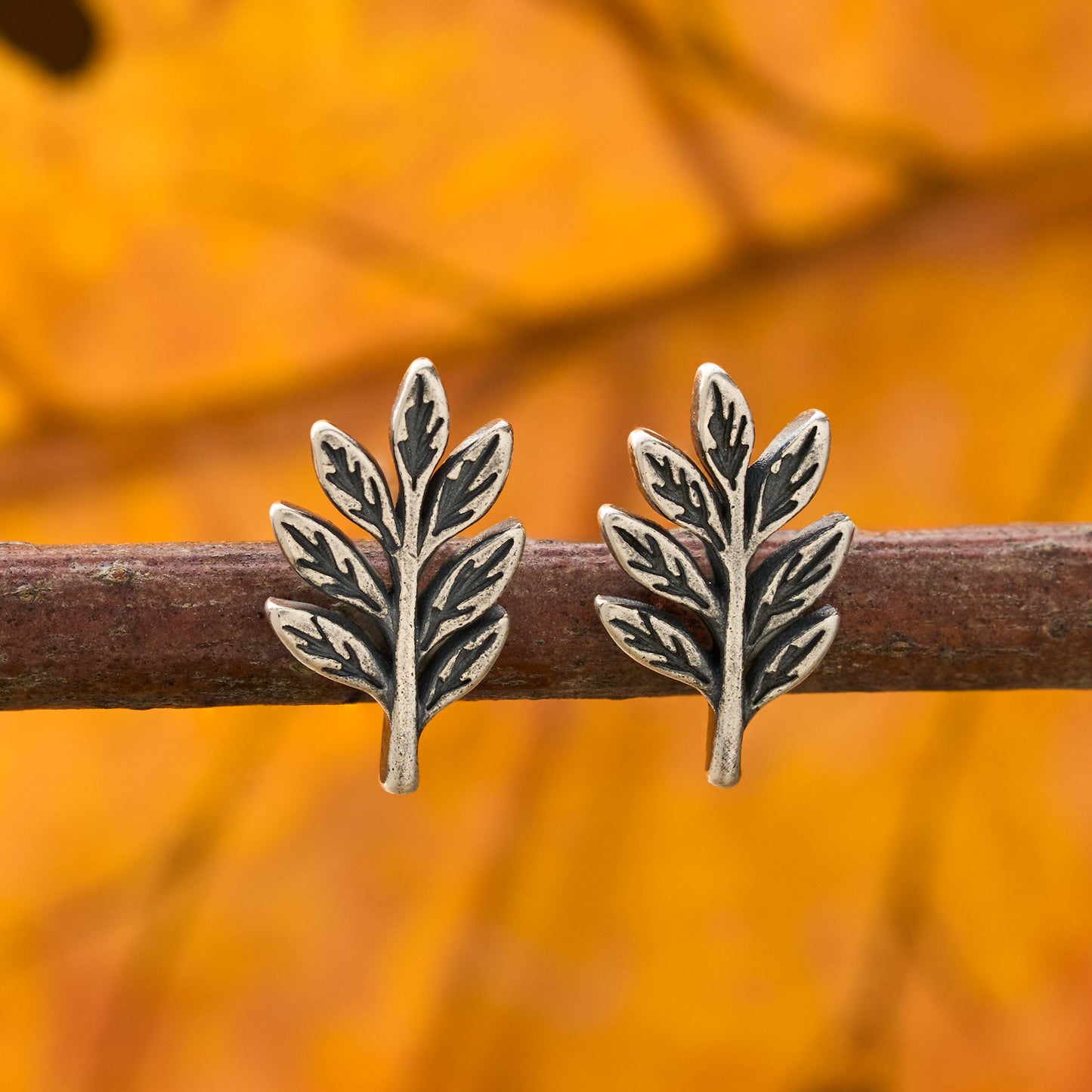 Sterling Silver Tiny Olive Leaf Studs