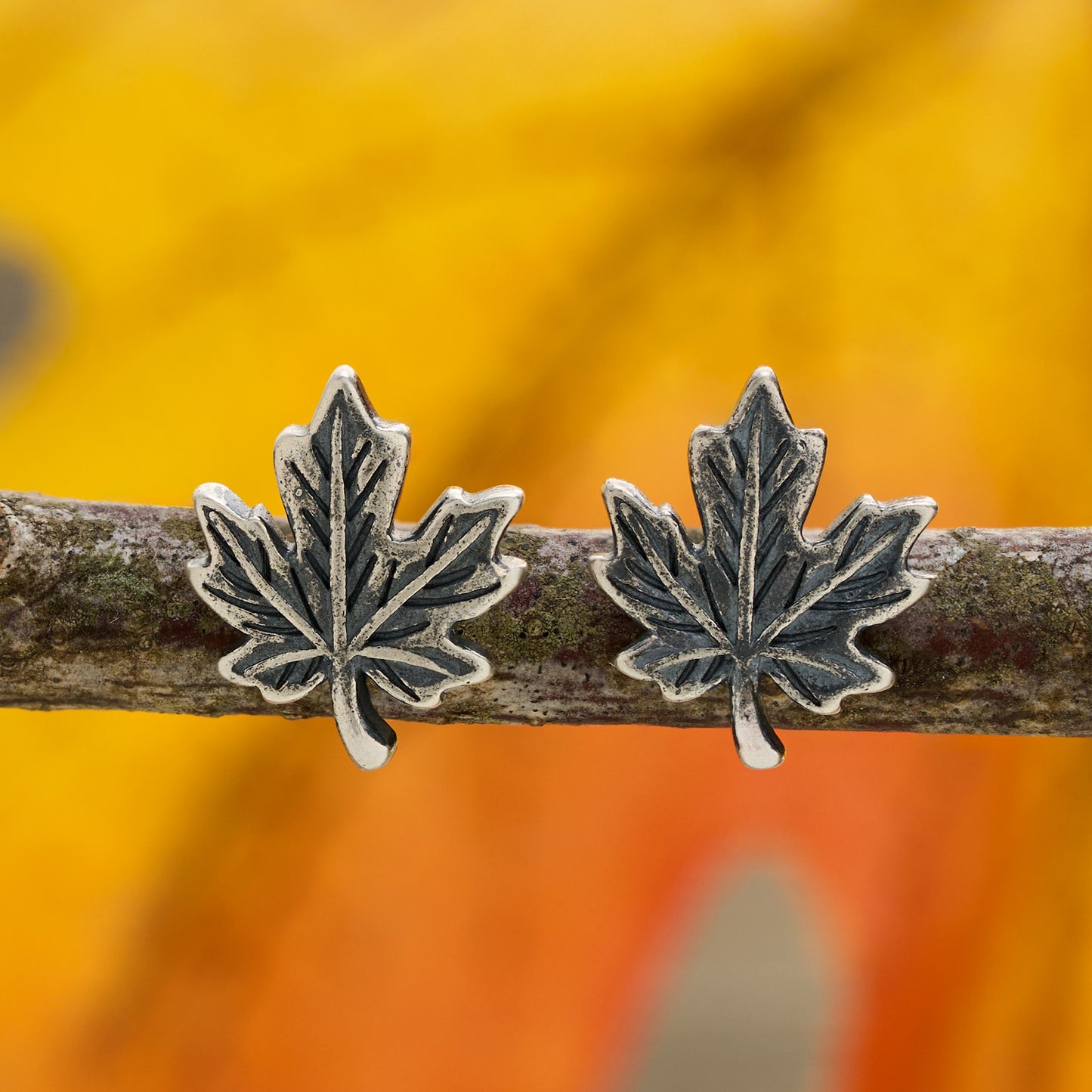 Sterling Silver Tiny Maple Leaf Studs