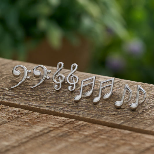 Sterling Silver Music Stud Gift Set