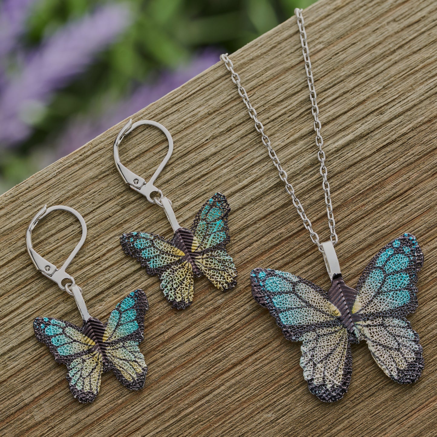 Leaf Vein Blue and Yellow Butterfly Gift Set