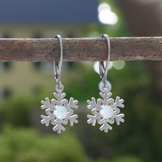 Snowflake Opal Leverback Earrings