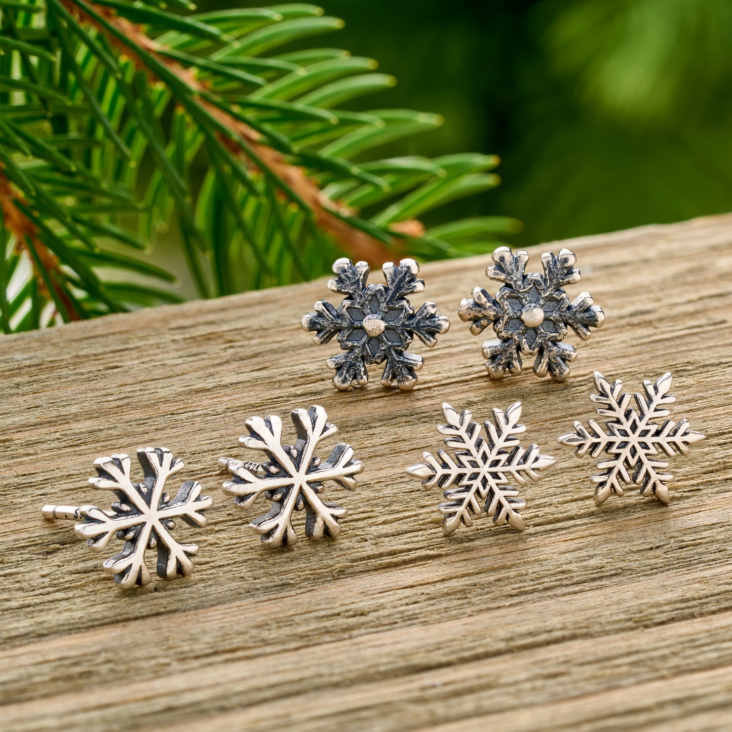 Sterling Silver Snowflake Stud Bundle