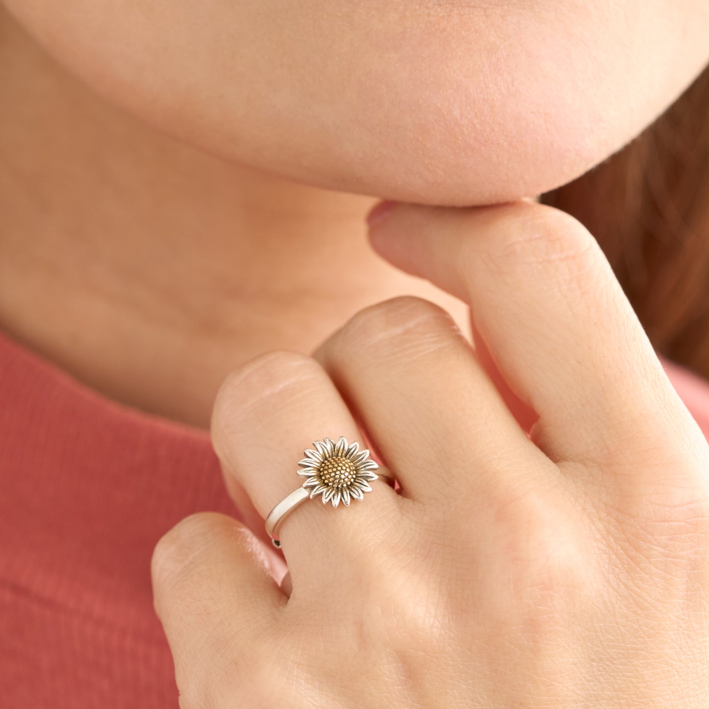 Vintage Sterling Silver Sunflower Ring