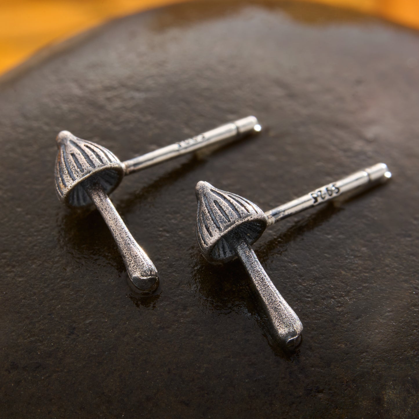 Sterling Silver Tiny Forest Mushroom Studs