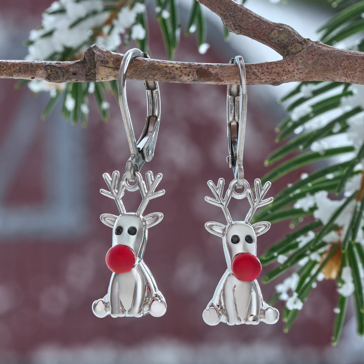 Sitting Reindeer Leverback Earrings