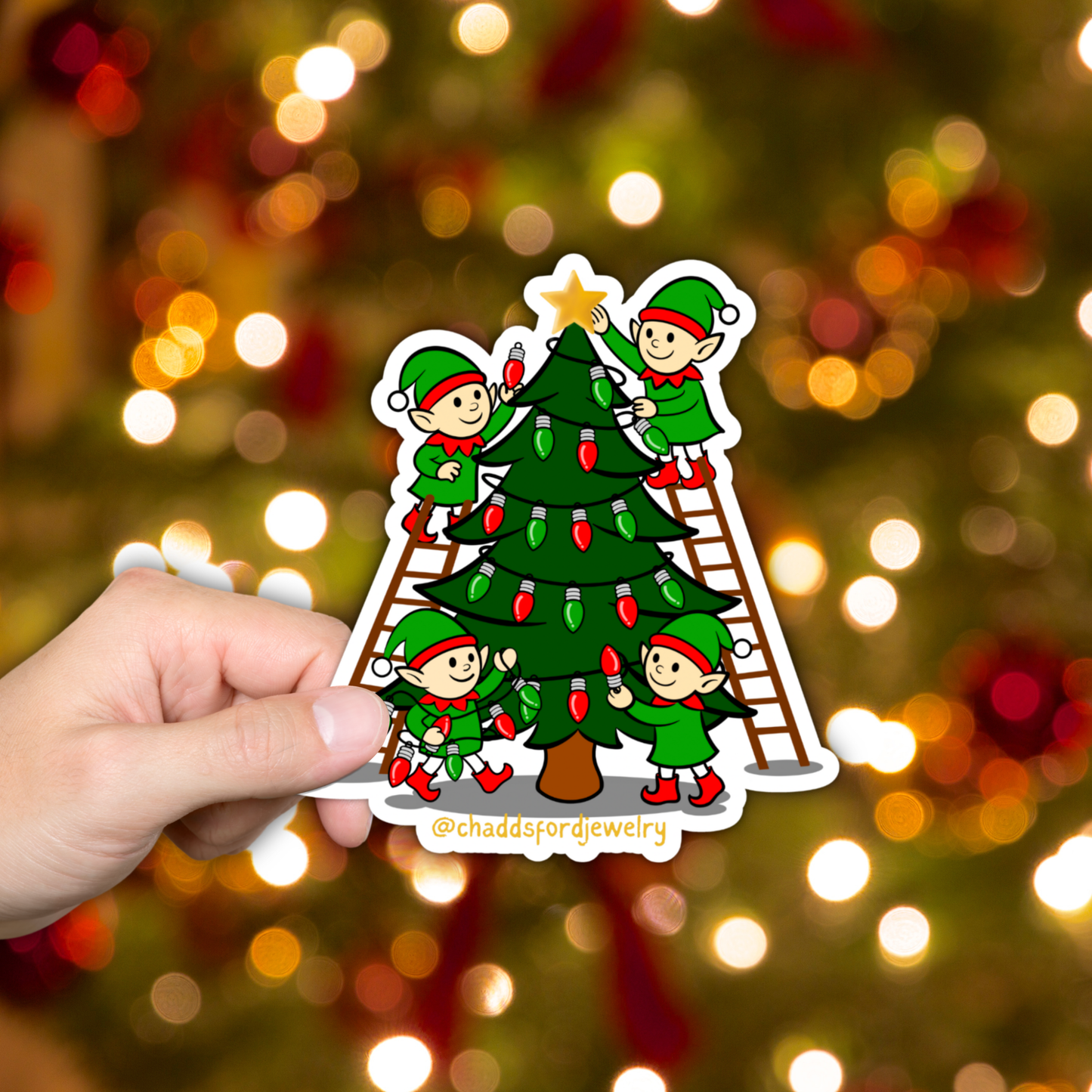 Santa's Little Helpers Decorating Tree Sticker