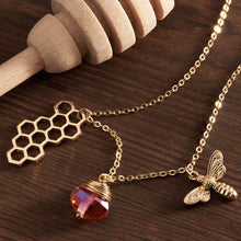 Load image into Gallery viewer, Gold Crystal Honeycomb Necklace
