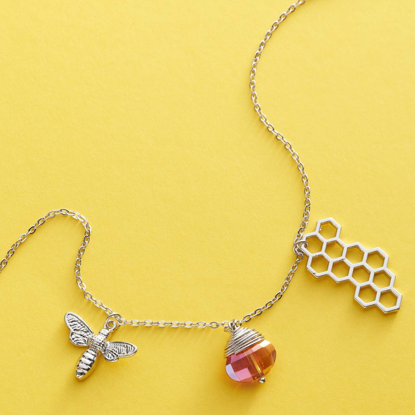 Silver Crystal Honeycomb Necklace