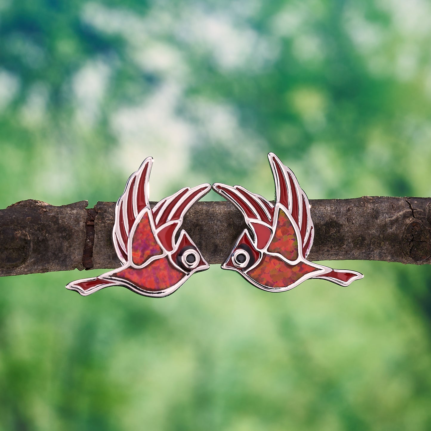 Opal Flying Cardinal Studs