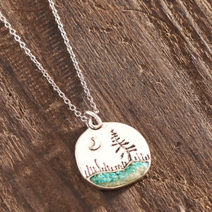 Turquoise River Crescent Moon Necklace