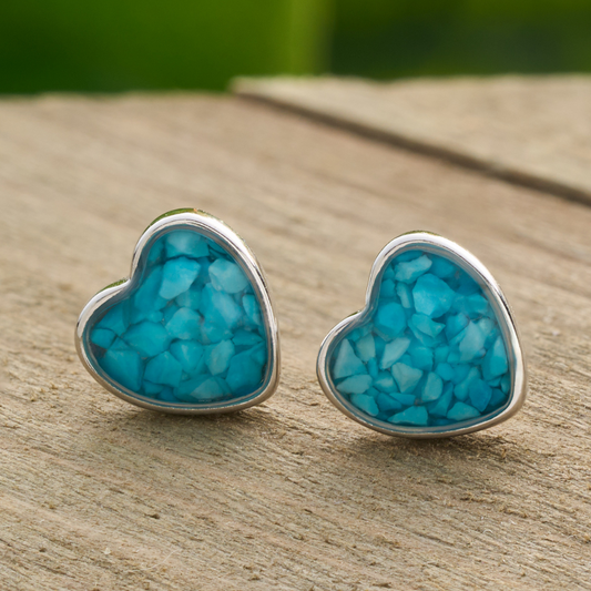 Sterling Silver Sand Heart Studs