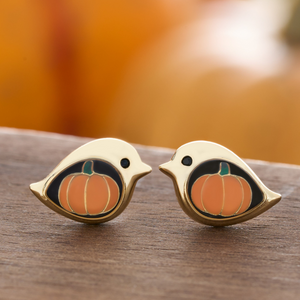 Gold Pumpkin Birdie Studs - Medium