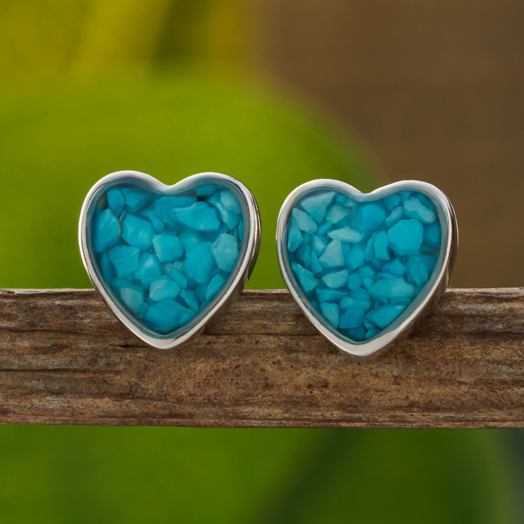 Sterling Silver Sand Heart Studs