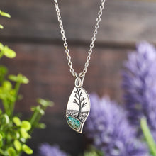 Load image into Gallery viewer, Sterling Silver Turquoise Leaf Tree Necklace
