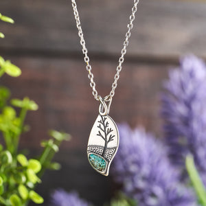Turquoise Leaf Tree Necklace