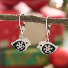 Load image into Gallery viewer, Leverback Snowflake Birdie Earrings