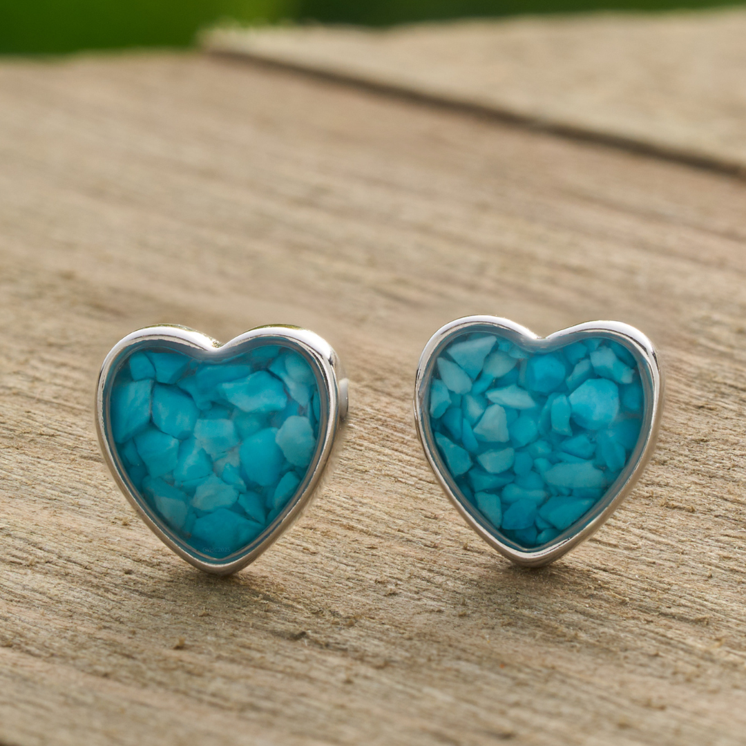 Sterling Silver Sand Heart Studs