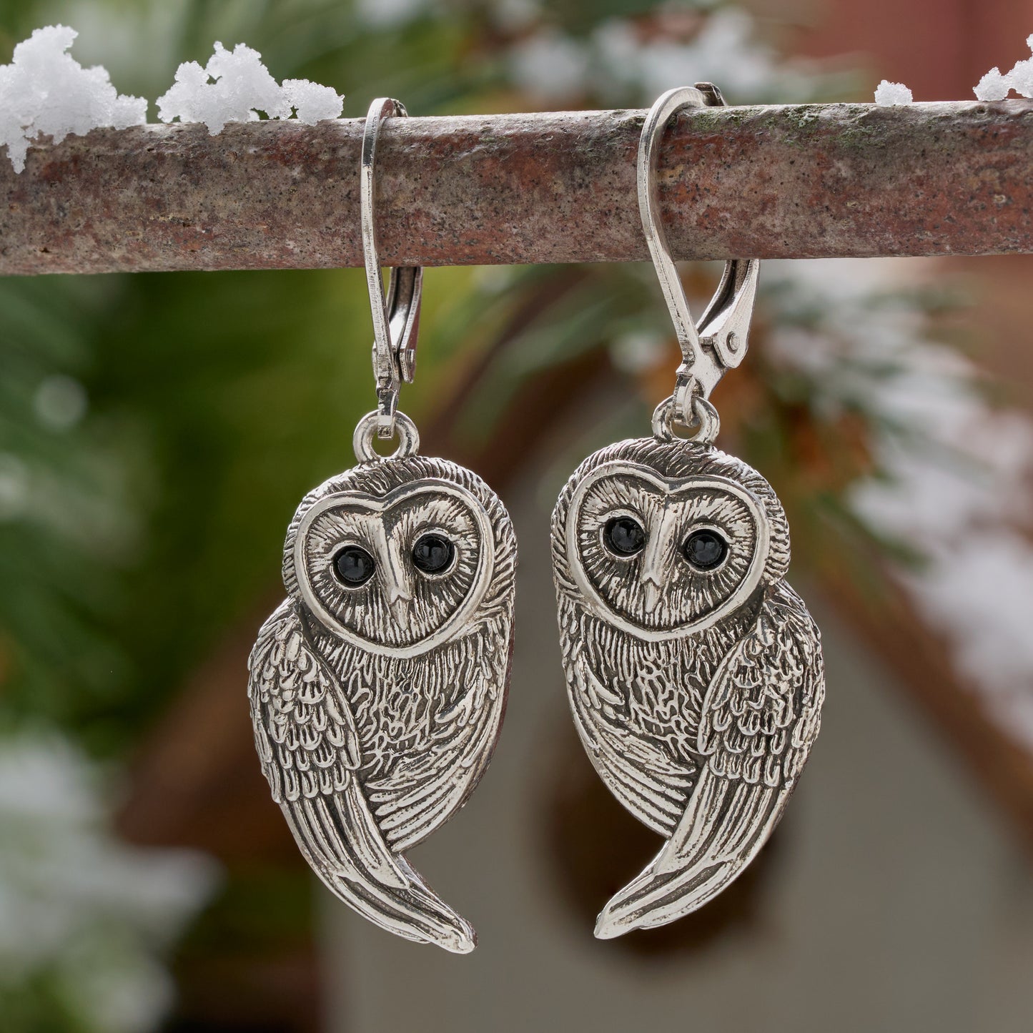 Leverback Vintage Barn Owl Earrings