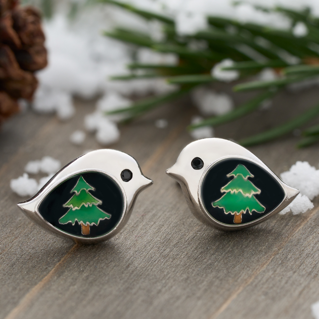 Evergreen Birdie Studs