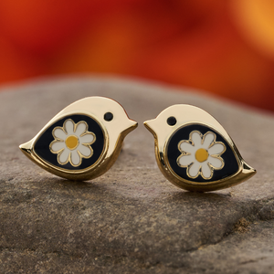 Gold Daisy Birdie Studs - Medium