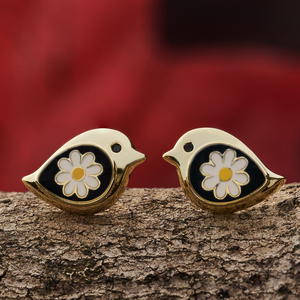 Gold Daisy Birdie Studs - Medium