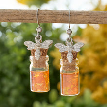 Load image into Gallery viewer, Honey Jar Silver Bee Earrings