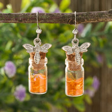 Load image into Gallery viewer, Honey Jar Silver Bee Earrings