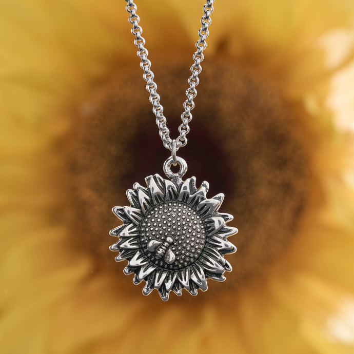 Vintage Sunflower Bee Necklace