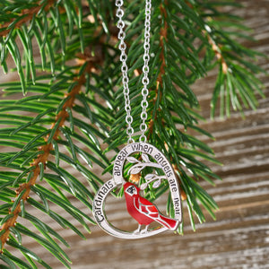 Red Cardinal Heart Necklace