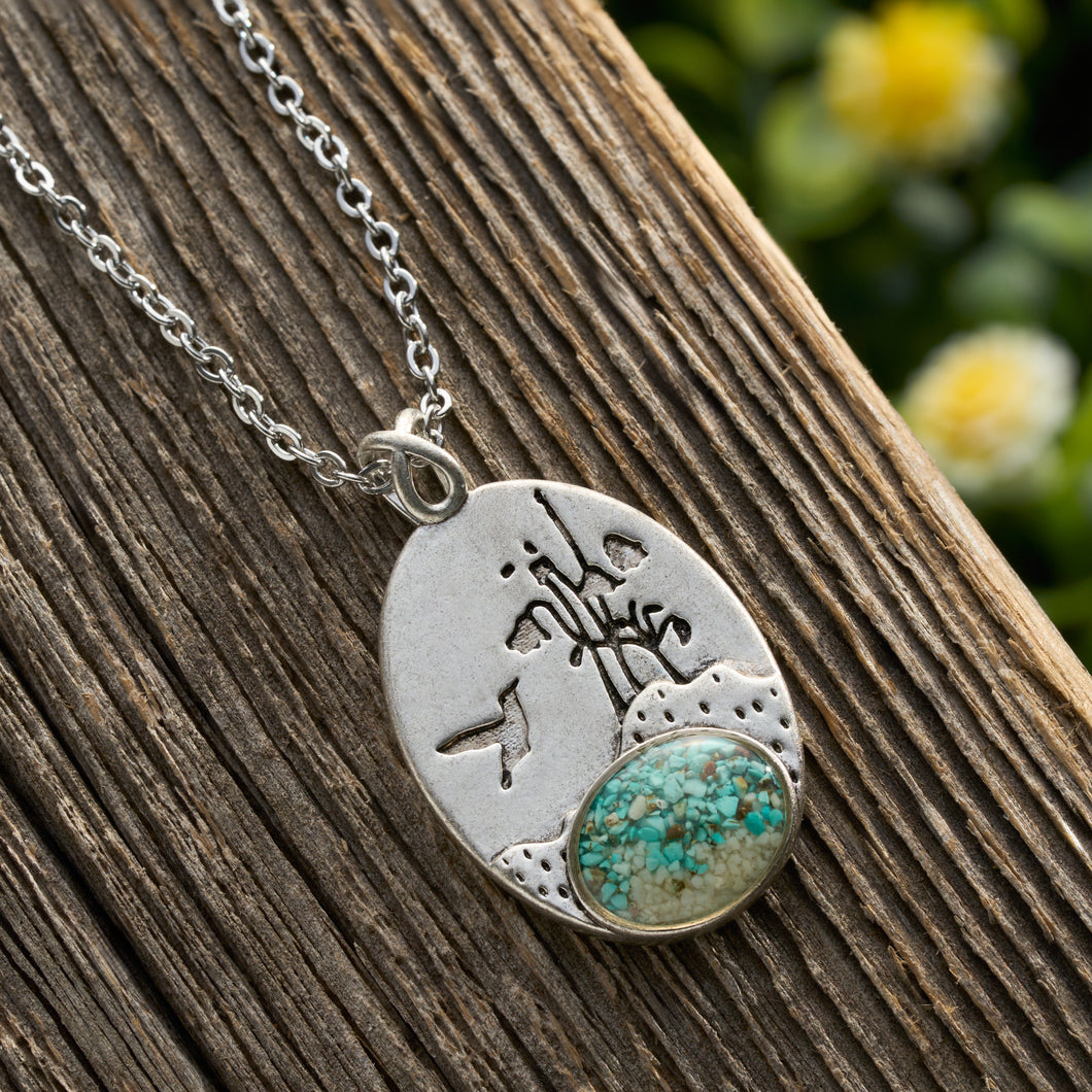 Turquoise Hummingbird Flower Necklace