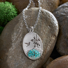 Load image into Gallery viewer, Turquoise Hummingbird Flower Necklace