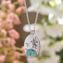 Load image into Gallery viewer, Turquoise Hummingbird Flower Necklace