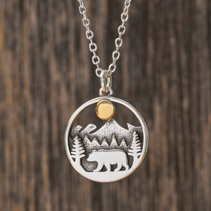 Vintage Morning Forest Bear Necklace