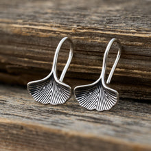 Load image into Gallery viewer, Vintage Sterling Silver Ginkgo Earrings