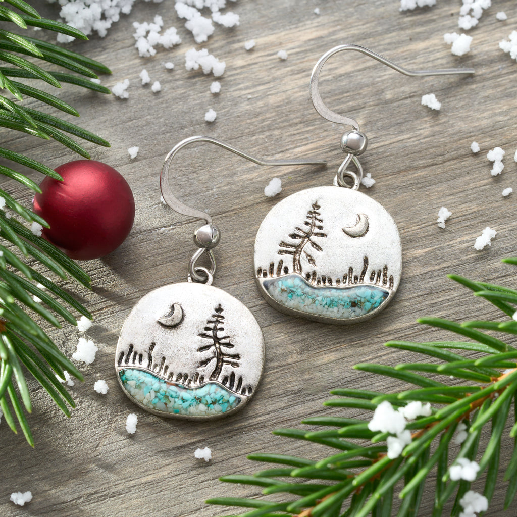 Turquoise Crescent River Earrings