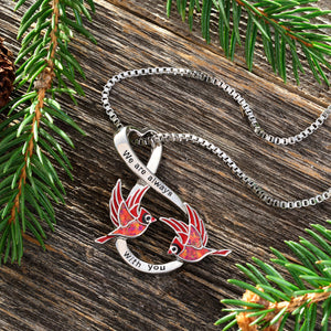 Opal Infinity Duo Flying Cardinal Necklace