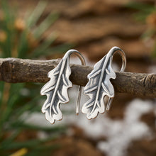 Load image into Gallery viewer, Sterling Silver Oak Tree Leaf Earrings