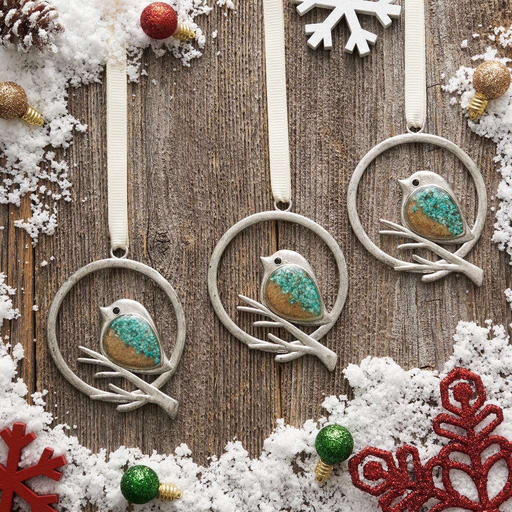 Sand Birdie Branch Ornament Gift Set