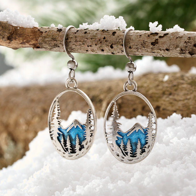 Snowy Forest Mountain Earrings