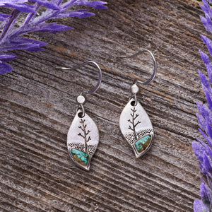 Turquoise Leaf Tree Earrings