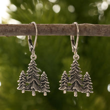 Load image into Gallery viewer, Leverback Triple Pine Tree Earrings