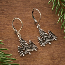 Load image into Gallery viewer, Leverback Triple Pine Tree Earrings