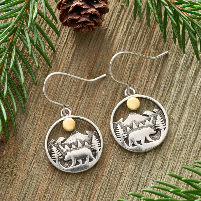 Vintage Morning Forest Bear Earrings