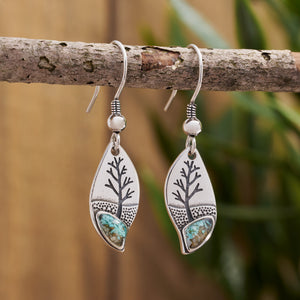 Turquoise Leaf Tree Earrings