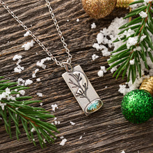 Load image into Gallery viewer, Sterling Silver Turquoise Moon Tree Necklace
