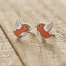 Load image into Gallery viewer, Sterling Silver Flying Robin Studs