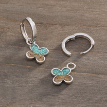 Load image into Gallery viewer, Turquoise and Sand Flower Hoop Earrings